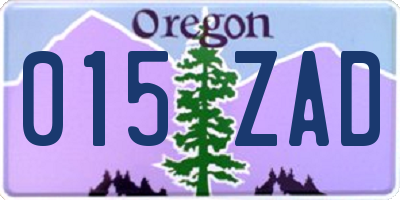 OR license plate 015ZAD