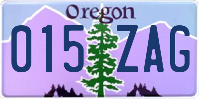OR license plate 015ZAG
