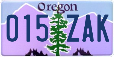 OR license plate 015ZAK