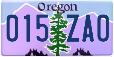OR license plate 015ZAO