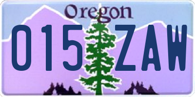 OR license plate 015ZAW