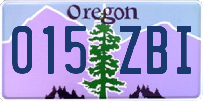 OR license plate 015ZBI