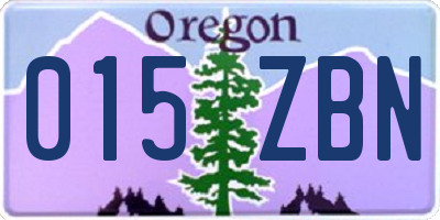 OR license plate 015ZBN