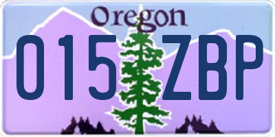 OR license plate 015ZBP