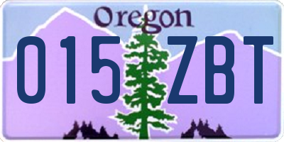 OR license plate 015ZBT