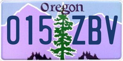 OR license plate 015ZBV
