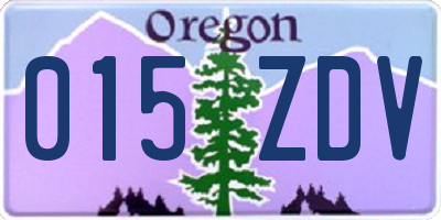 OR license plate 015ZDV