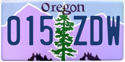 OR license plate 015ZDW