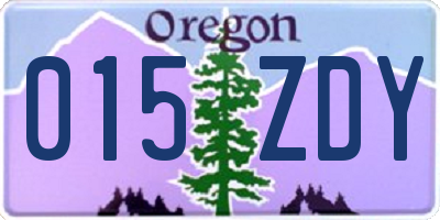 OR license plate 015ZDY