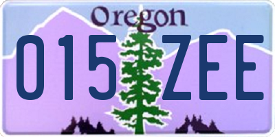 OR license plate 015ZEE