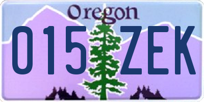 OR license plate 015ZEK