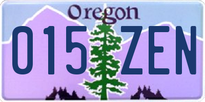 OR license plate 015ZEN