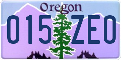 OR license plate 015ZEO