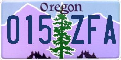 OR license plate 015ZFA