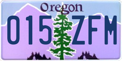 OR license plate 015ZFM