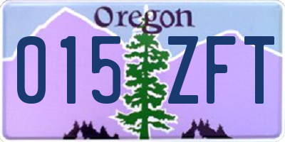 OR license plate 015ZFT