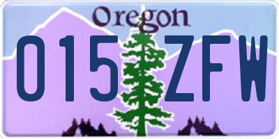 OR license plate 015ZFW