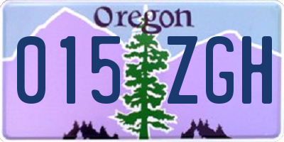 OR license plate 015ZGH