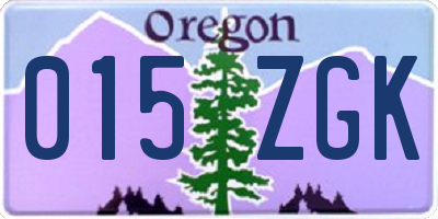 OR license plate 015ZGK