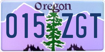 OR license plate 015ZGT
