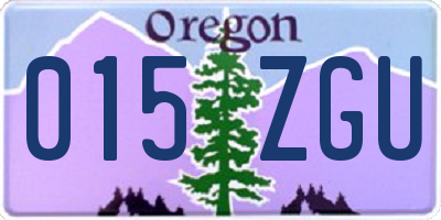 OR license plate 015ZGU