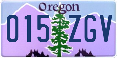 OR license plate 015ZGV