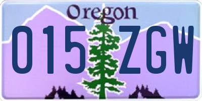 OR license plate 015ZGW