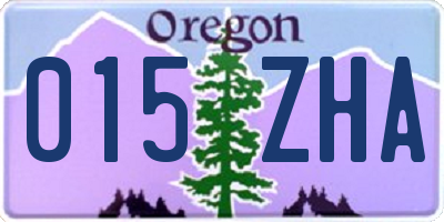 OR license plate 015ZHA