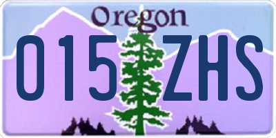 OR license plate 015ZHS