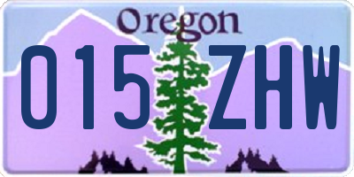 OR license plate 015ZHW