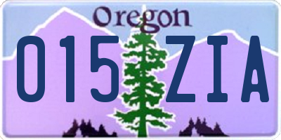 OR license plate 015ZIA
