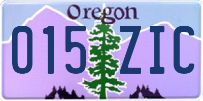 OR license plate 015ZIC