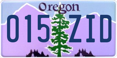 OR license plate 015ZID