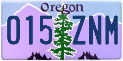 OR license plate 015ZNM