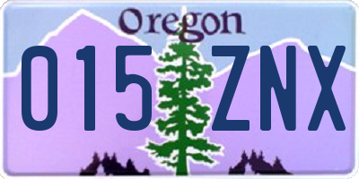 OR license plate 015ZNX