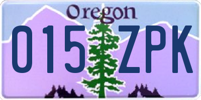 OR license plate 015ZPK