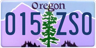 OR license plate 015ZSO
