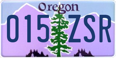 OR license plate 015ZSR