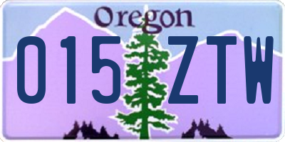 OR license plate 015ZTW