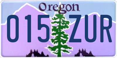 OR license plate 015ZUR