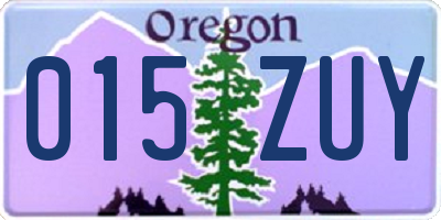 OR license plate 015ZUY