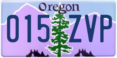 OR license plate 015ZVP