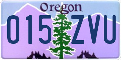 OR license plate 015ZVU