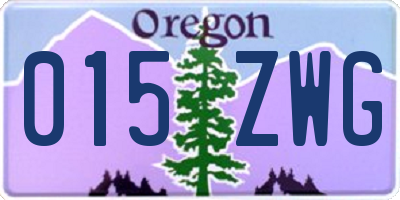 OR license plate 015ZWG