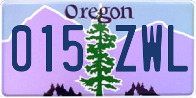 OR license plate 015ZWL