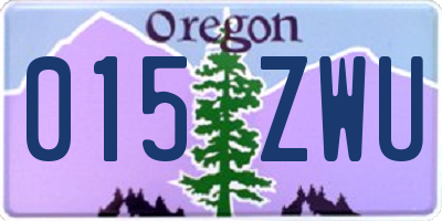 OR license plate 015ZWU