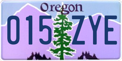 OR license plate 015ZYE
