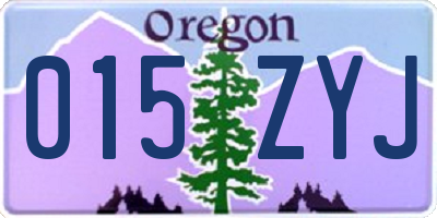 OR license plate 015ZYJ