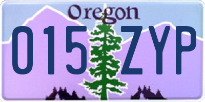 OR license plate 015ZYP