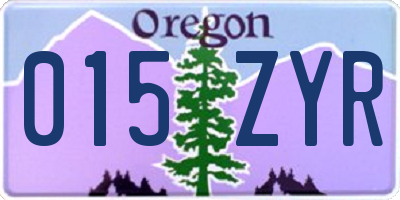 OR license plate 015ZYR